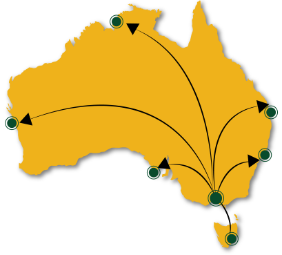Australian map with arrows